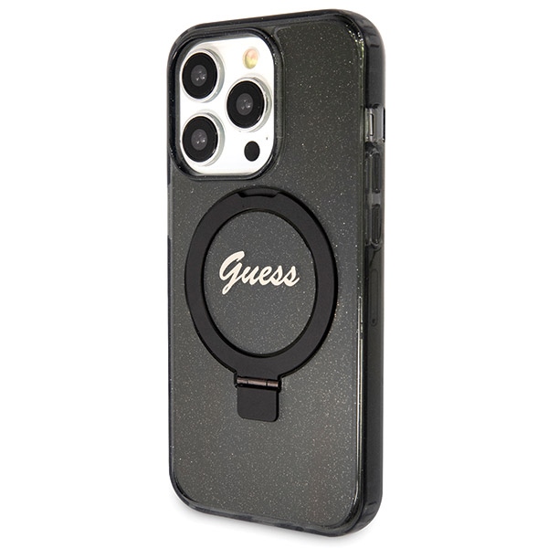Guess - Guess iPhone 13 Pro/13 Mobilskal MagSafe Ring Stand Script Glitter