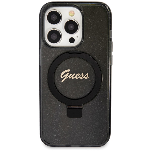 Guess - Guess iPhone 13 Pro/13 Mobilskal MagSafe Ring Stand Script Glitter