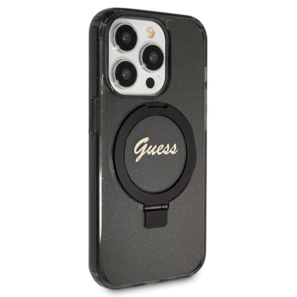 Guess - Guess iPhone 13 Pro/13 Mobilskal MagSafe Ring Stand Script Glitter