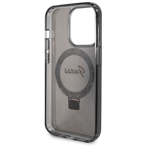 Guess - Guess iPhone 13 Pro/13 Mobilskal MagSafe Ring Stand Script Glitter