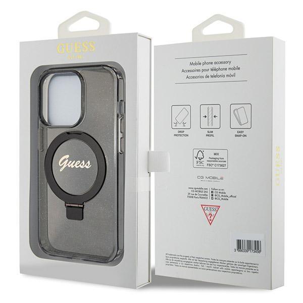 Guess - Guess iPhone 13 Pro/13 Mobilskal MagSafe Ring Stand Script Glitter