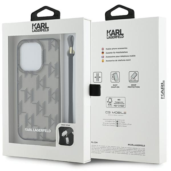 KARL LAGERFELD - Karl Lagerfeld iPhone 15 Pro Skal MagSafe IML Mono KL Pattern & Cord