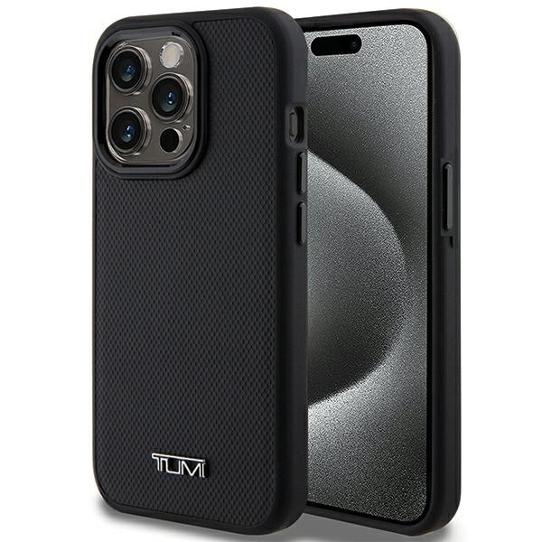 Tumi - Tumi iPhone 15 Pro Mobilskal MagSafe Leather Ballistic Pattern - Svart