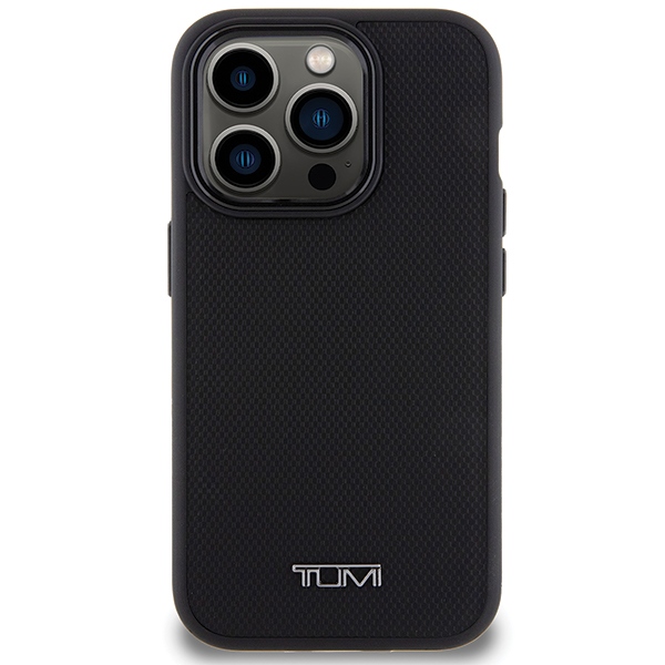 Tumi - Tumi iPhone 15 Pro Mobilskal MagSafe Leather Ballistic Pattern - Svart