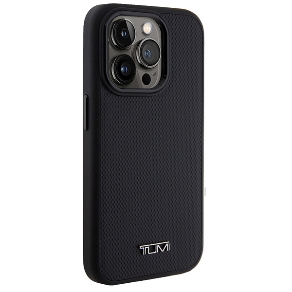 Tumi - Tumi iPhone 15 Pro Mobilskal MagSafe Leather Ballistic Pattern - Svart