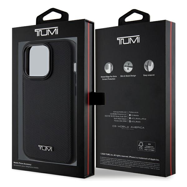 Tumi - Tumi iPhone 15 Pro Mobilskal MagSafe Leather Ballistic Pattern - Svart