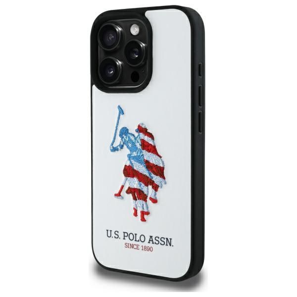 U.S. Polo Assn. - US Polo iPhone 15 Pro Max Mobilskal MagSafe Leather Big Flag - Vit