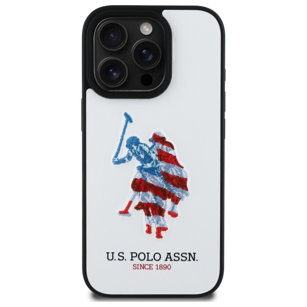 U.S. Polo Assn. - US Polo iPhone 15 Pro Max Mobilskal MagSafe Leather Big Flag - Vit