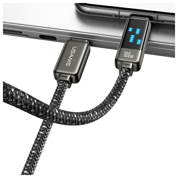 USAMS - USAMS Meteor Series USB-C/USB-C Kabel 100W 1,2 m SJ744USB0 – Silver