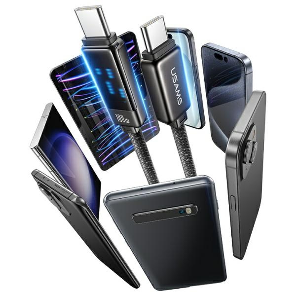 USAMS - USAMS Meteor Series USB-C/USB-C Kabel 100W 1,2 m SJ744USB0 – Silver