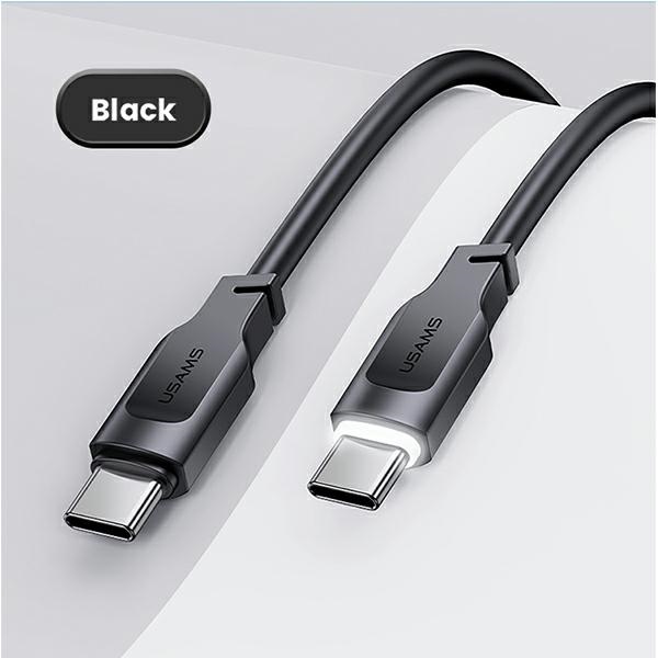 USAMS - USAMS USB-C/USB-C Kabel SJ567 Lithe Series 100W 1.2m Svart