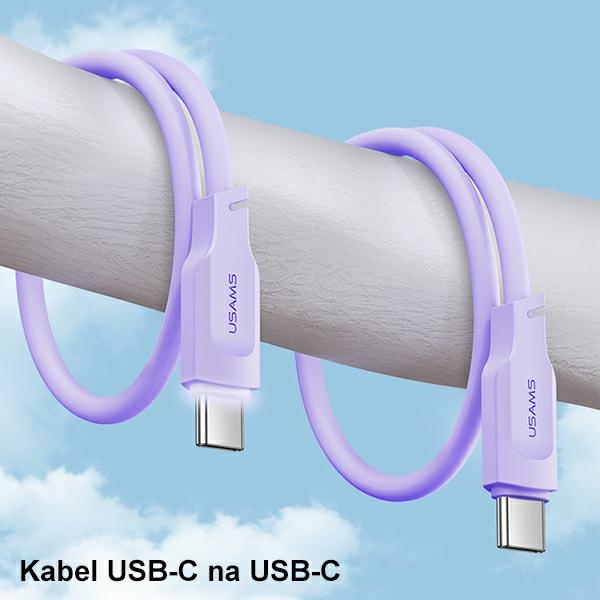 USAMS - USAMS USB-C/USB-C Kabel SJ567 Lithe Series 100W 1.2m Svart