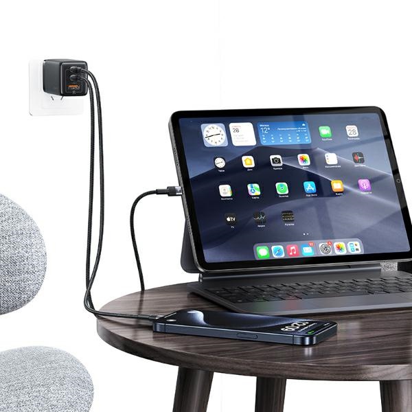 USAMS - USAMS SJ724 USB-C/USB-C Kabel 60W 1,2 m (US-SJ724) – Stål