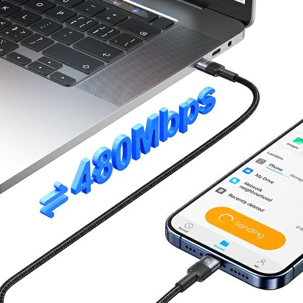 USAMS - USAMS SJ724 USB-C/USB-C Kabel 60W 1,2 m (US-SJ724) – Stål