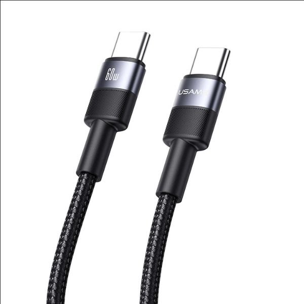 USAMS - USAMS SJ724 USB-C/USB-C Kabel flätad 3A 1,2 m (US-SJ724) – Svart