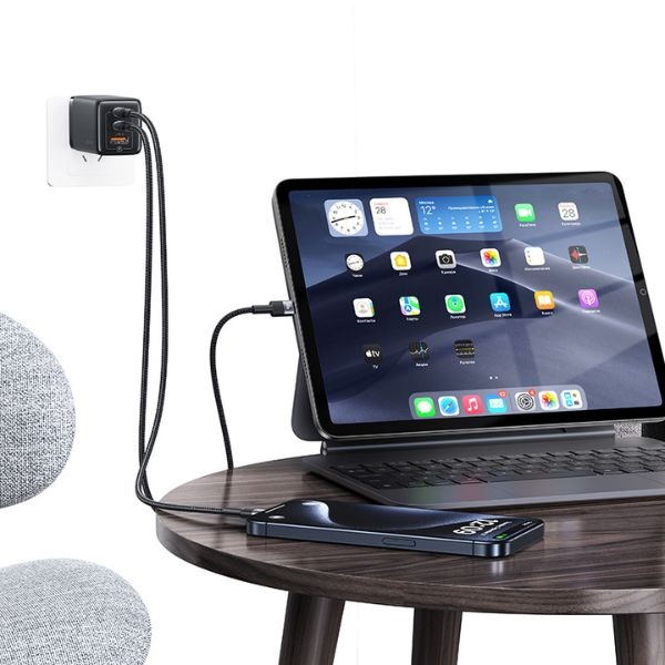 USAMS - USAMS SJ724 USB-C/USB-C Kabel flätad 3A 1,2 m (US-SJ724) – Svart