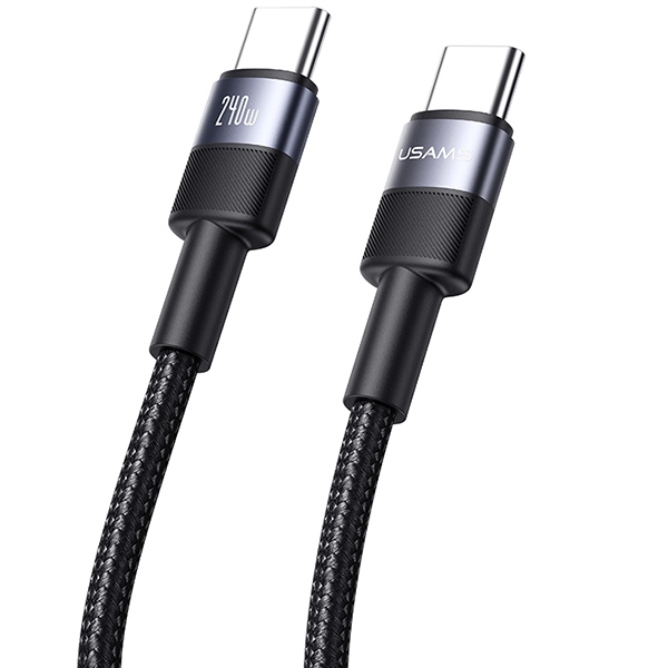 USAMS - USAMS SY Series USB-C/USB-C Kabel flätad 240W 1,2 m SJ727USB01 – Stål
