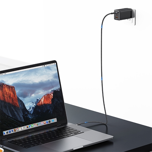 USAMS - USAMS SY Series USB-C/USB-C Kabel flätad 240W 1,2 m SJ727USB01 – Stål