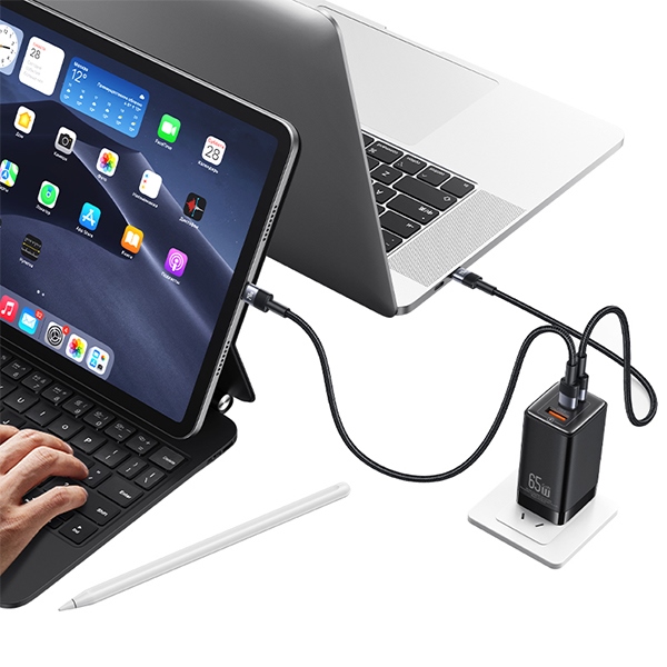 USAMS - USAMS SY Series USB-C/USB-C Kabel flätad 240W 1,2 m SJ727USB01 – Stål
