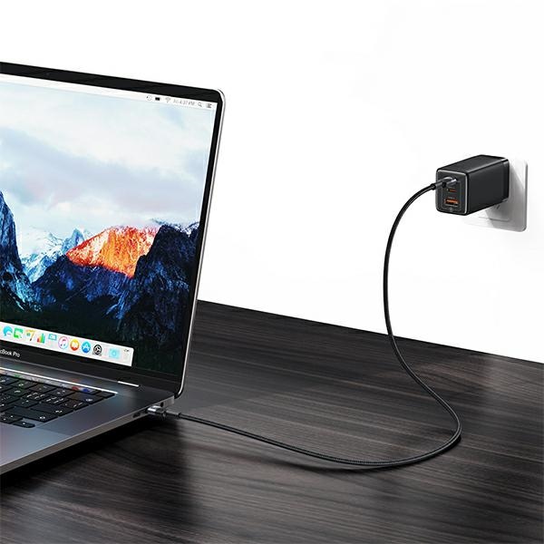 USAMS - USAMS SY Series USB-C/USB-C Kabel flätad 240W 1,2 m SJ727USB01 – Stål