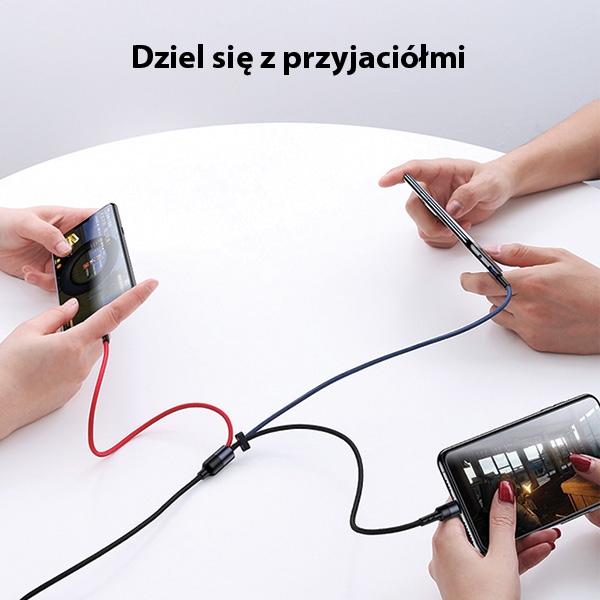 USAMS - USAMS U26 Kabel flätad 3-i-1 0,35 m 2A SJ410USB01 (US-SJ410) – Svart