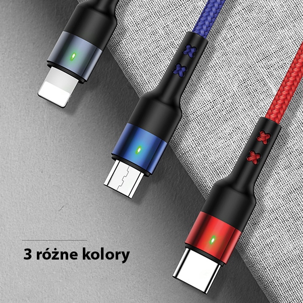 USAMS - USAMS U26 Kabel flätad 3-i-1 0,35 m 2A SJ410USB01 (US-SJ410) – Svart