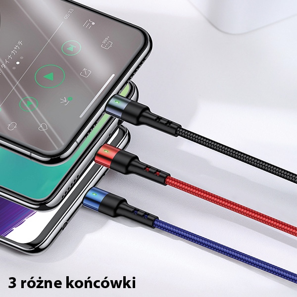 USAMS - USAMS U26 Kabel flätad 3-i-1 0,35 m 2A SJ410USB01 (US-SJ410) – Svart