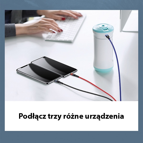 USAMS - USAMS U26 Kabel flätad 3-i-1 0,35 m 2A SJ410USB01 (US-SJ410) – Svart