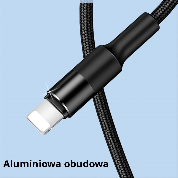 USAMS - USAMS U5 Kabel flätad 3-i-1 1,5 m 2A SJ2193IN101 (US-SJ219) – Svart