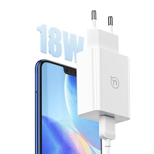 USAMS - USAMS Väggladdare 18W + USB-C/USB-A 1m kabel SC-serien SCXLTZ02 – Vit
