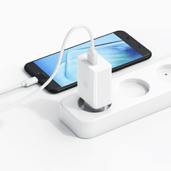 USAMS - USAMS Väggladdare 18W + USB-C/USB-A 1m kabel SC-serien SCXLTZ02 – Vit