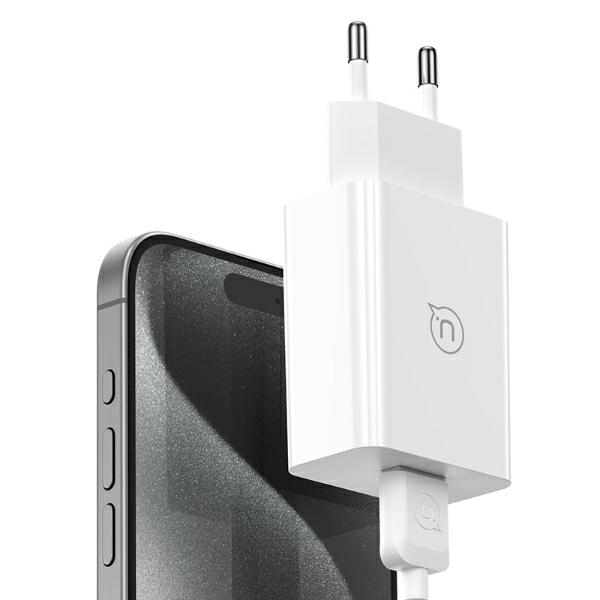 USAMS - USAMS Väggladdare 18W + USB-C/USB-A 1m kabel SC-serien SCXLTZ02 – Vit