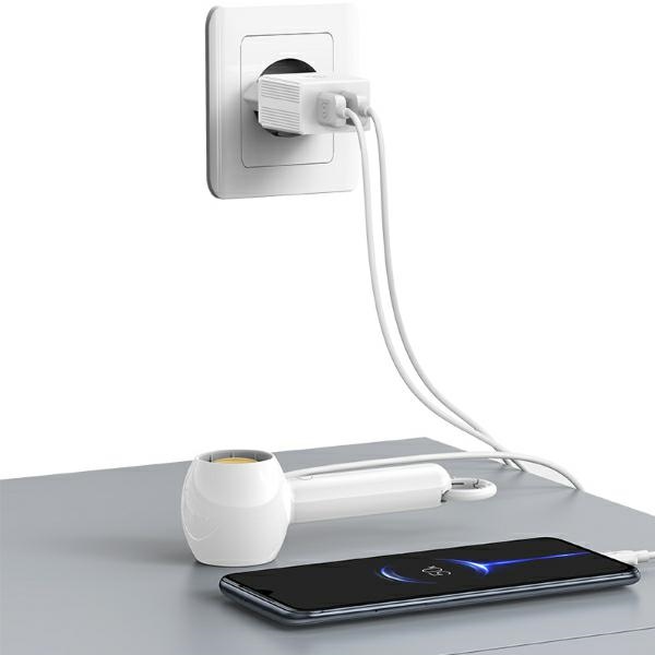 USAMS - USAMS Väggladdare 2xUSB-A + USB-C/USB-A kabel HC-serien HCXLTZ03 – Vit