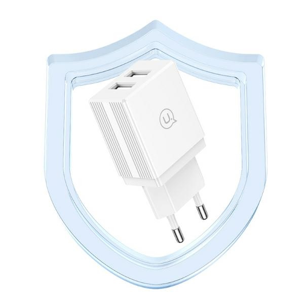USAMS - USAMS Väggladdare 2xUSB-A + USB-C/USB-A kabel HC-serien HCXLTZ03 – Vit