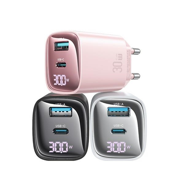 USAMS - USAMS Väggladdare CC229 30W GaN USB-C/USB-A XC-serien CC229TC01 – Svart
