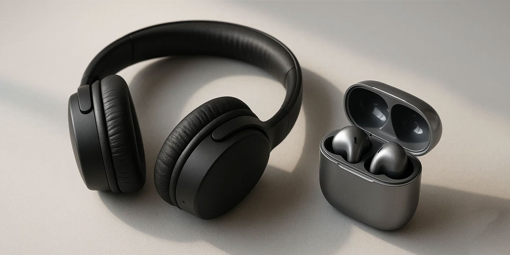 Olika typer av hörlurar in-ear on-ear over-ear