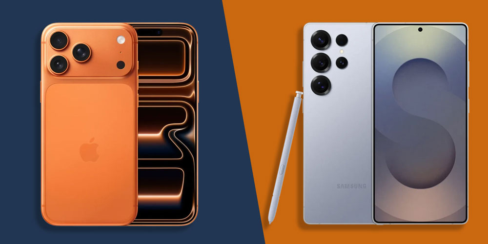 Galaxy S25 Ultra iPhone 17 Pro Max design jämförelse titanium glas