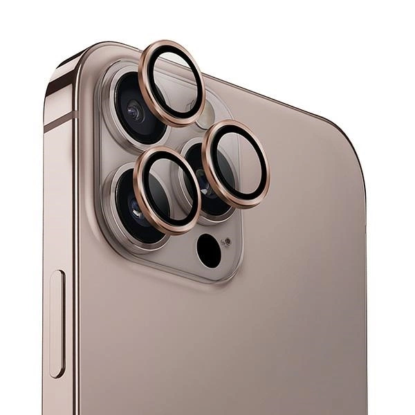 UNIQ iPhone 16 Pro Max kameraskydd guld optix härdat glas premium