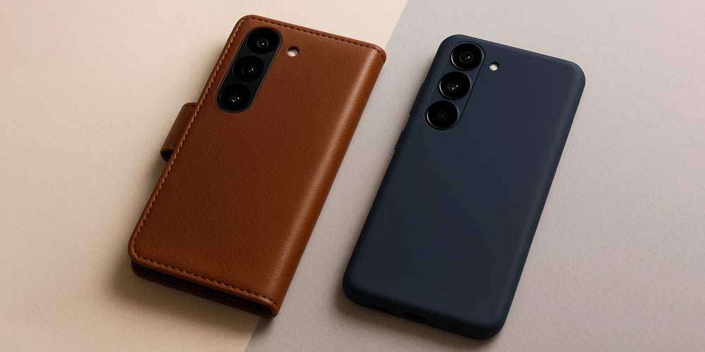 läderfodral vs silikonfodral Galaxy S25 jämförelse