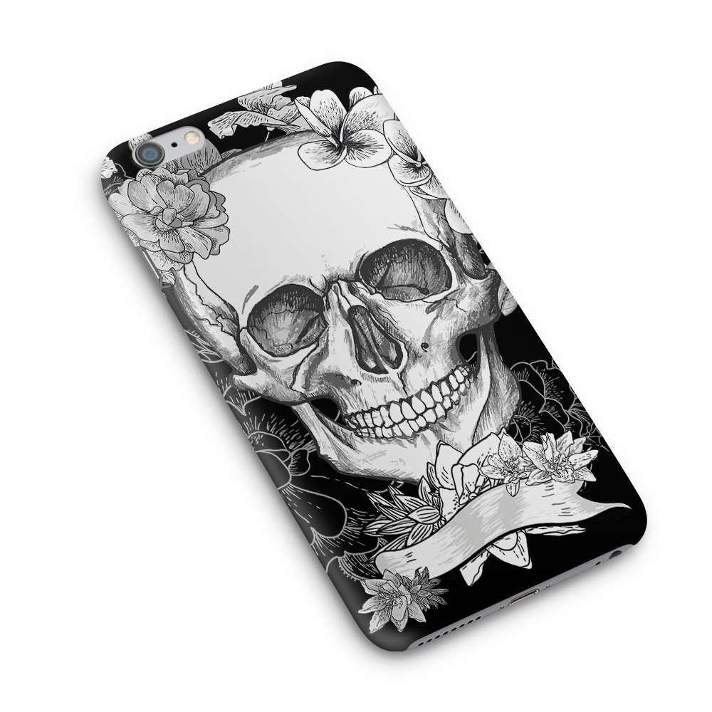 TheMobileStore Print Cases
Skal till Apple iPhone 6(S) - Blommig dödskalle - Svartvit