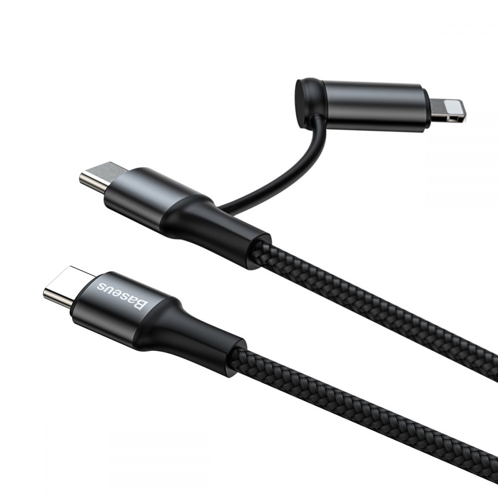 BASEUS
BASEUS 2I1 Type-C To Type-C & Lightning Kabel 100 cm Svart