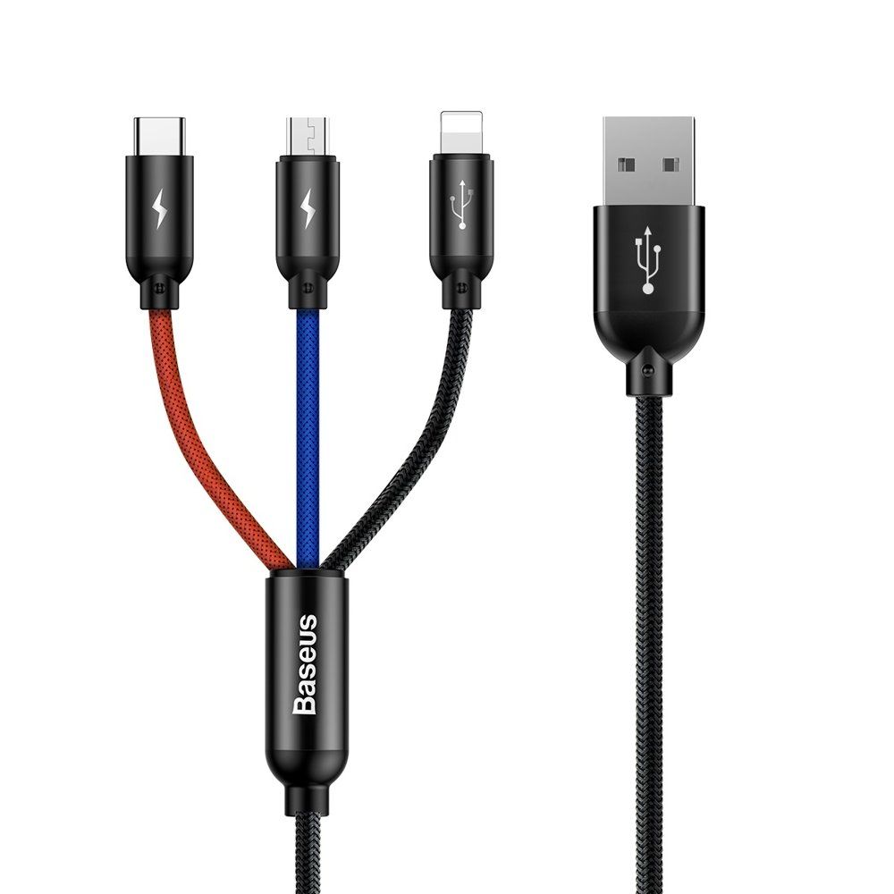 BASEUS
BASEUS 3In1 Type-C & Lightning & Micro-Usb Kabel 120 cm Svart