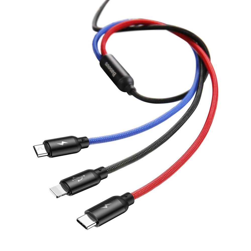 BASEUS
BASEUS 3In1 Type-C & Lightning & Micro-Usb Kabel 120 cm Svart