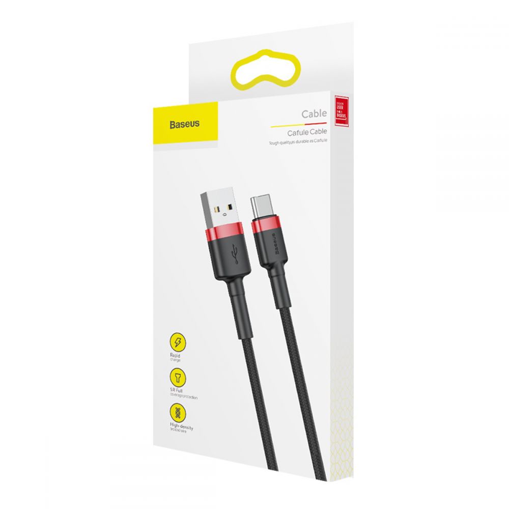 BASEUS - BASEUS Cafule USB-C Kabel 100 cm Röd/Svart