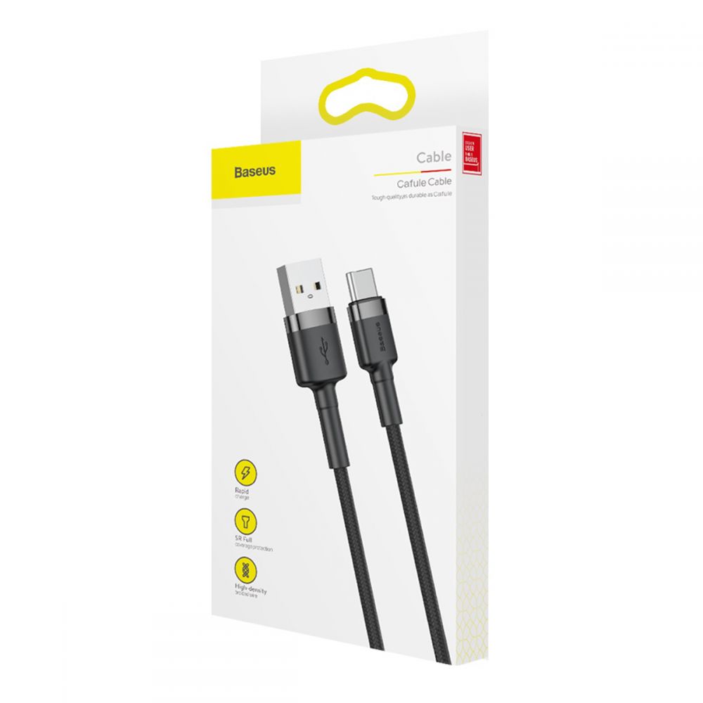 BASEUS - BASEUS Cafule USB-C Cable 200 cm Grå / Svart