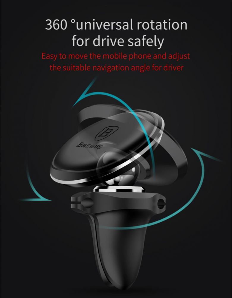 BASEUS
BASEUS Magnetic Ventilationshål Car Mount Med Kabel Clip Svart