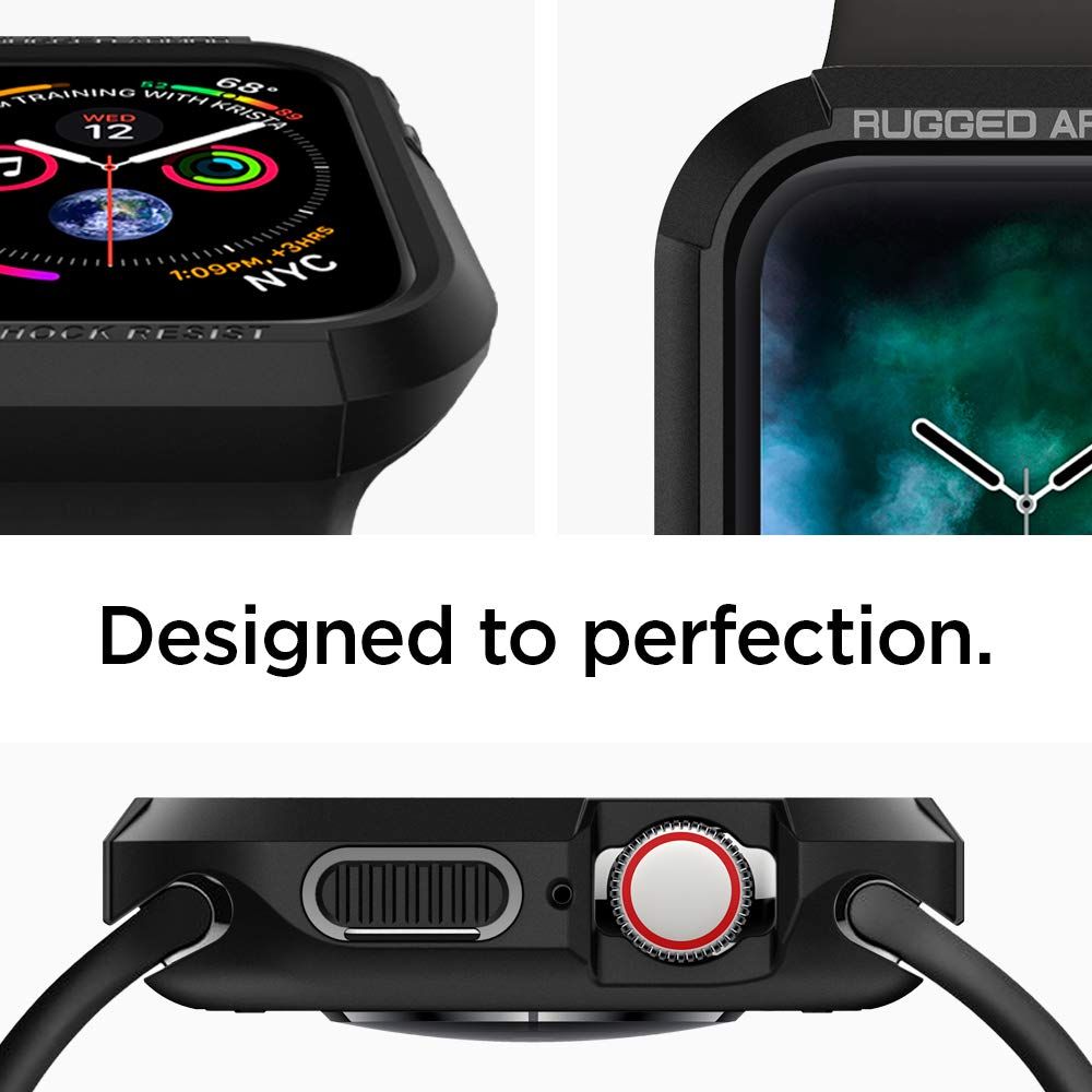 Spigen - SPIGEN Rugged Armor Apple Watch 4/5/6/7/8/SE (44/45mm) Skal - Svart