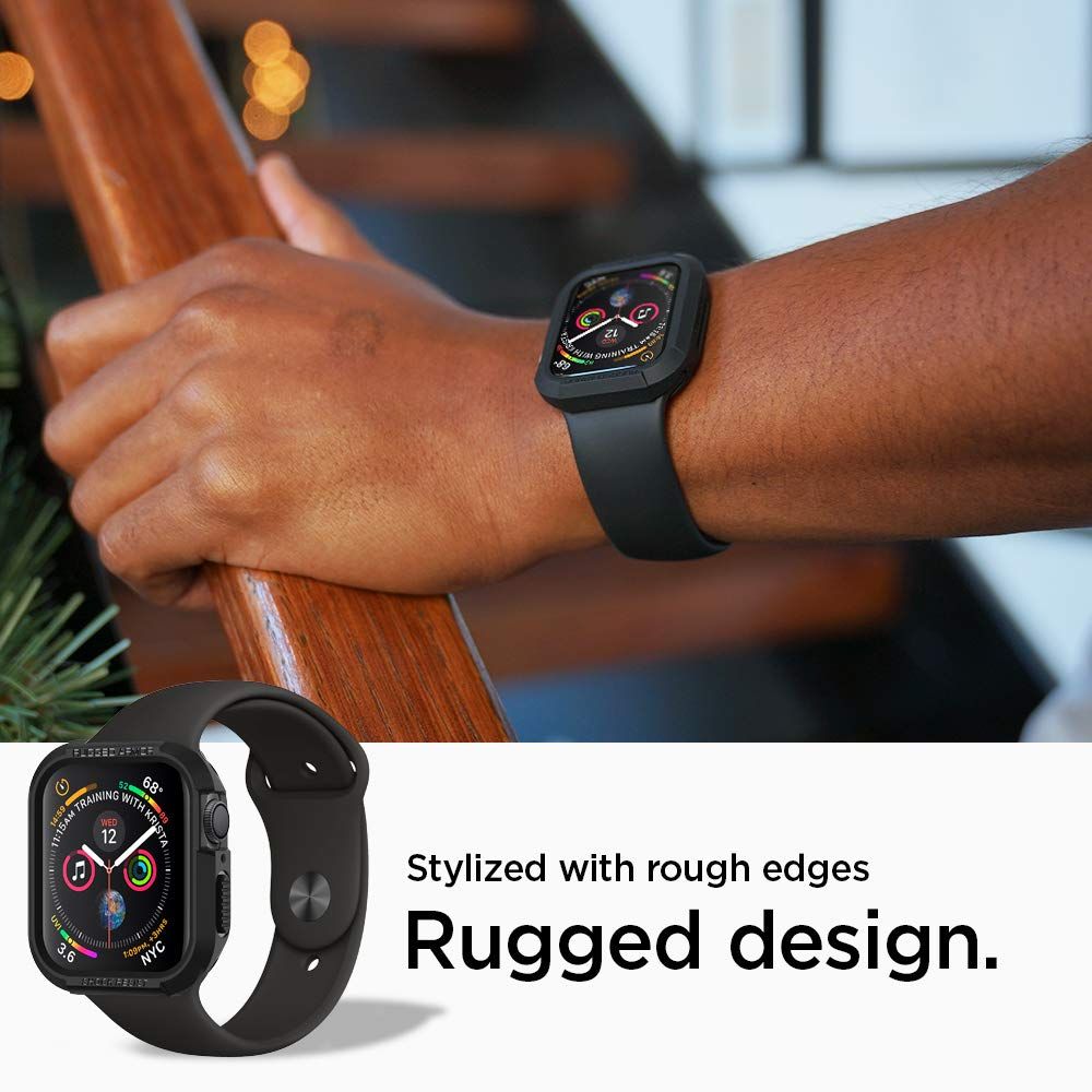 Spigen - SPIGEN Rugged Armor Apple Watch 4/5/6/7/8/SE (44/45mm) Skal - Svart