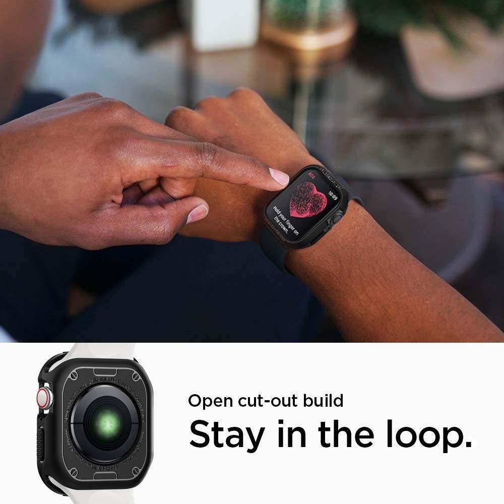 Spigen - SPIGEN Rugged Armor Apple Watch 4/5/6/7/8/SE (44/45mm) Skal - Svart