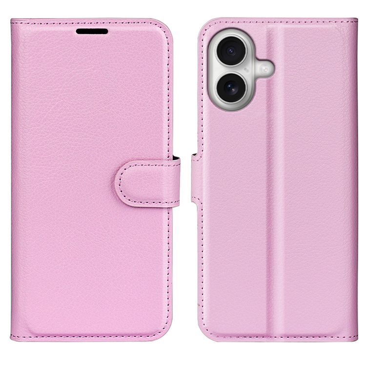 iPhone 17 Plånboksfodral Litchi Texture läder - Rosa